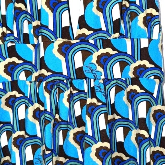 Baby Phat Blue & Brown Retro Print Halter Maxi Dress L/G - Picture 6 of 11